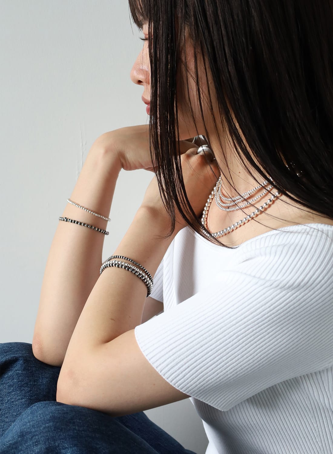 NAVAJO PEARL SILVER BRACELET 3MM|ナバホパール シルバーブレスレット