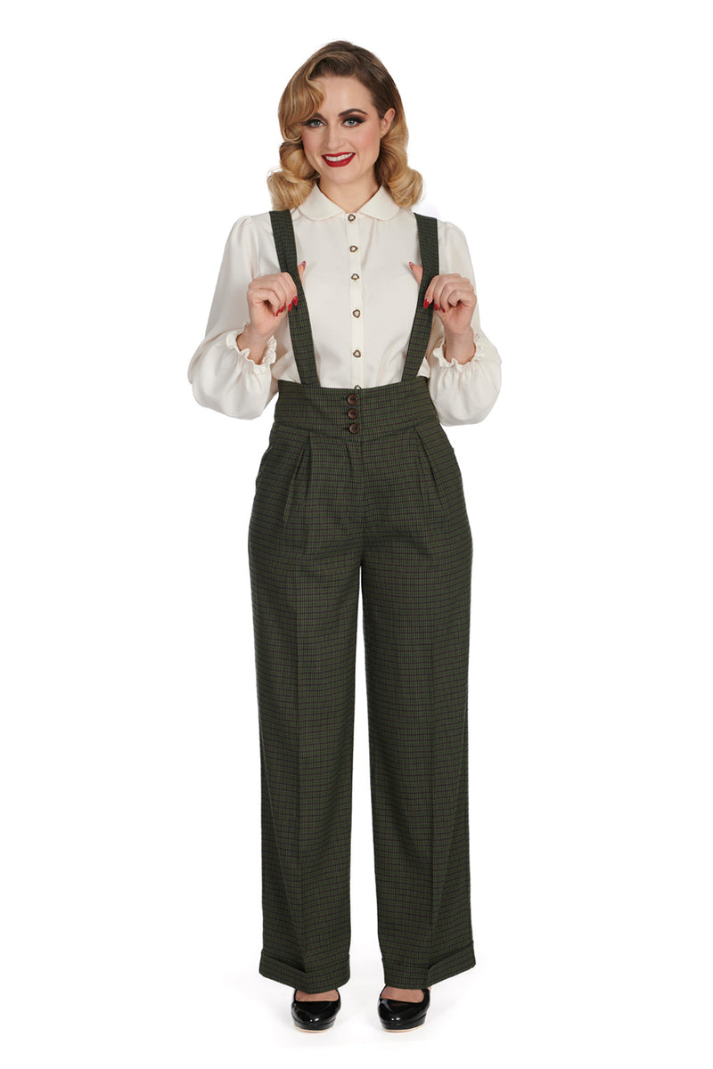 Jenny Check High Waisted Suspender Pants by Banned – Modern Millie