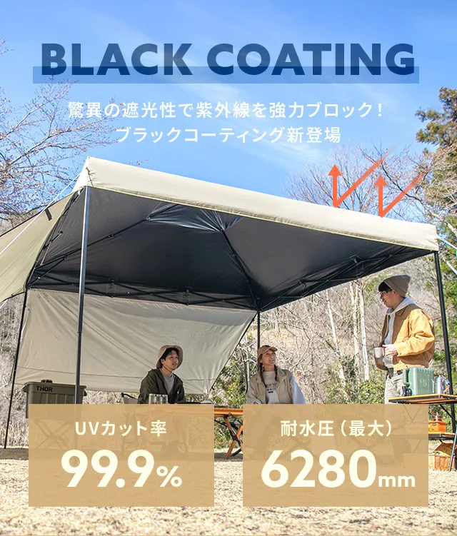 MASTERCANOPY アウトドアタープ 3m x 3m ブラック マスターキャノピー