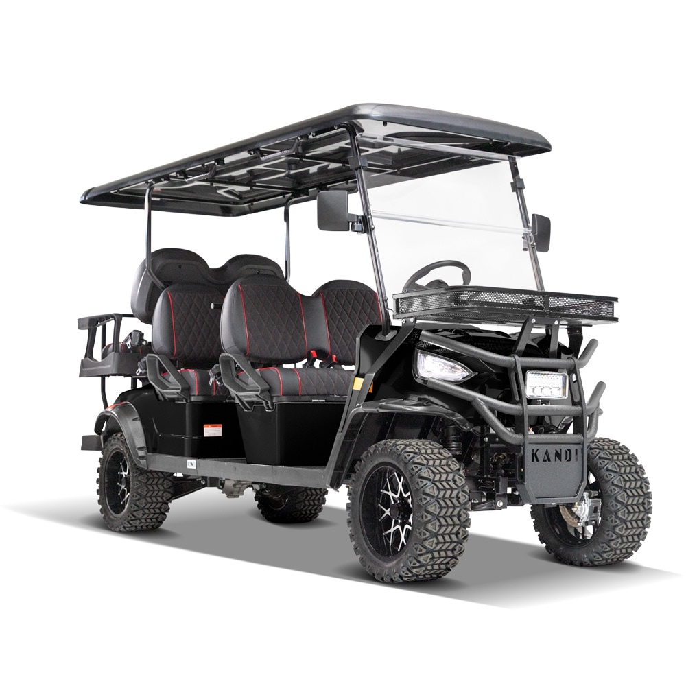 KANDI 6 Seat Electric Golf Cart, Max Speed 20 MPH, Glossy Black