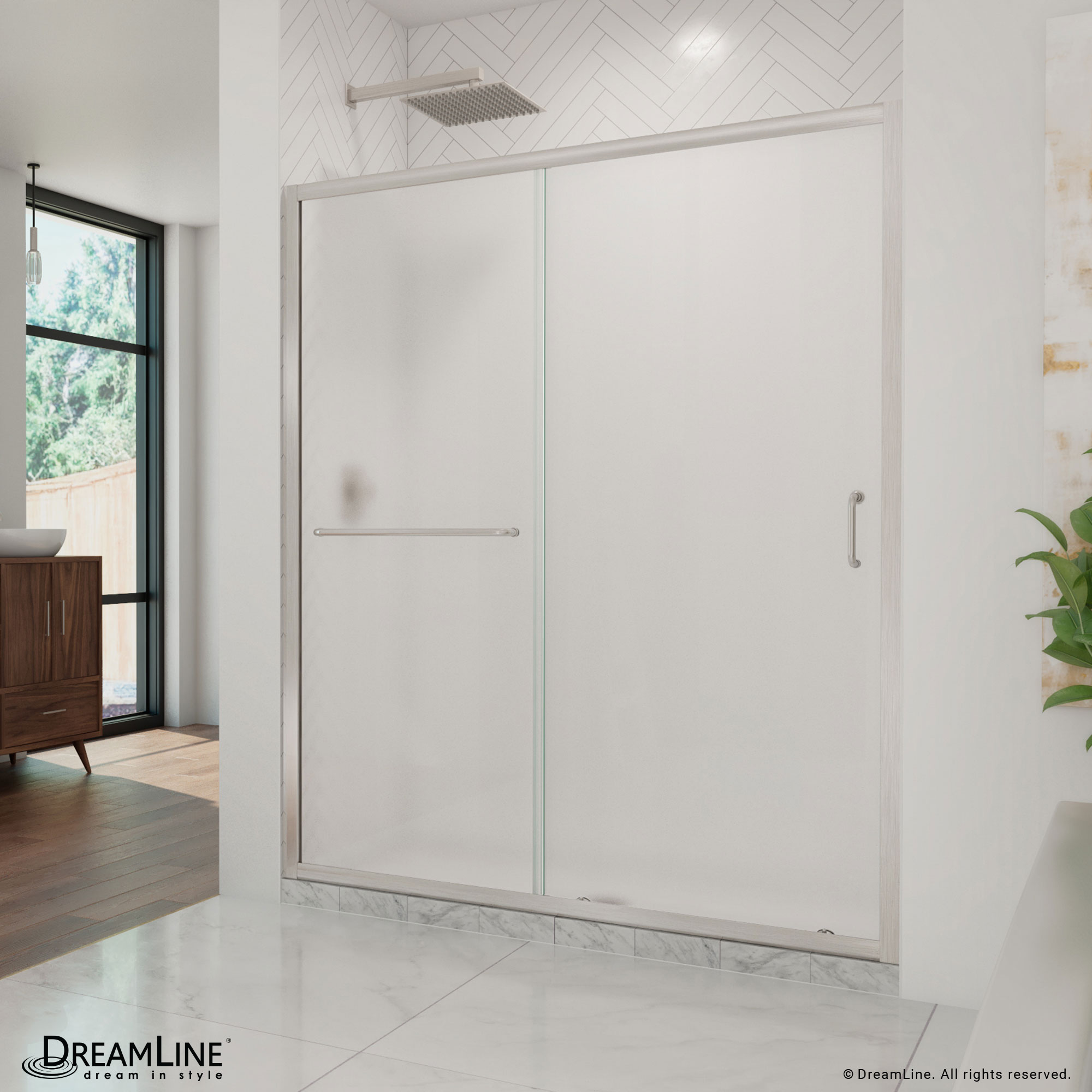 DreamLine Infinity-Z Brushed Nickel 56-in to 60-in W x 72-in H