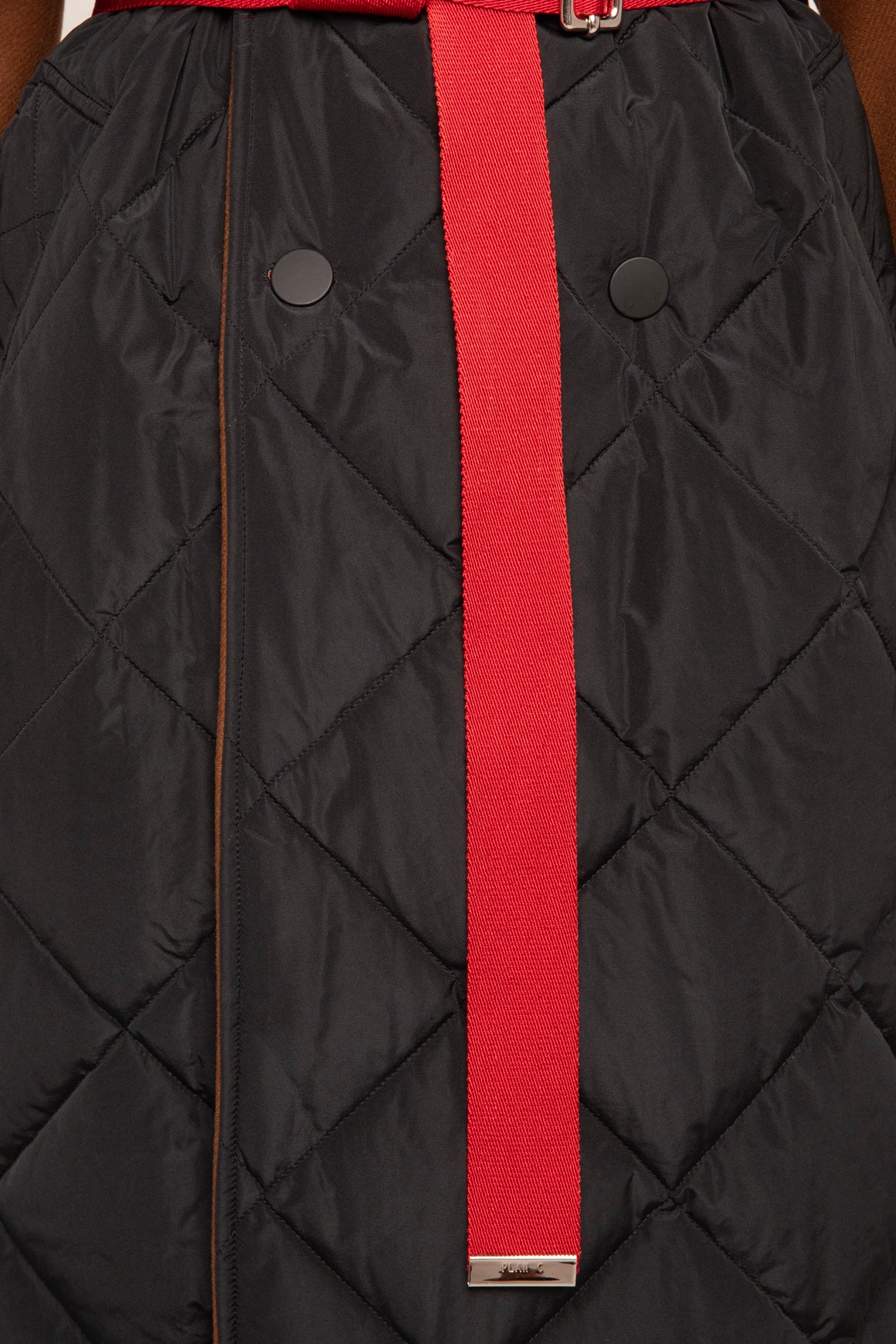 PLAN C Tri Color Wool & Quilted Nylon Coat W/ Belt (Sz.M) | MOSS