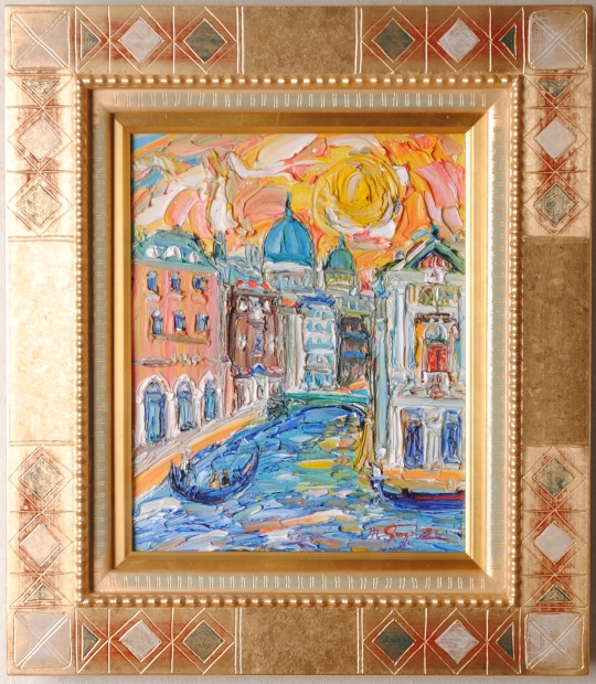 鈴木マサハル ヴェネツィア風景の油彩額縁 鈴木マサハル ヴェネツィア