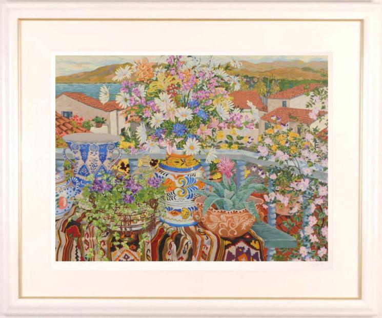 ジョン・ポーウェルがシルクスクリーンの版画で制作した花の絵