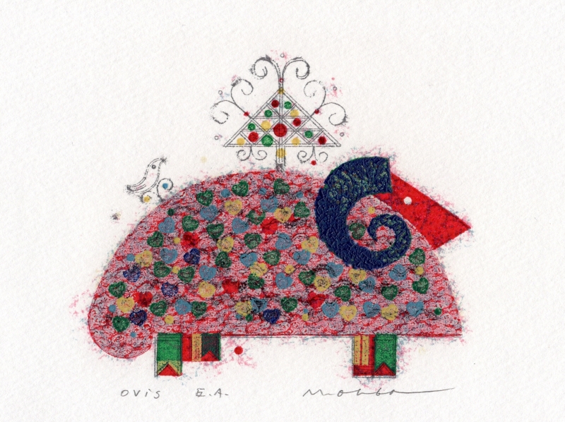 大場正男がペーパースクリーンの版画で制作した絵「オウィス」をご購入