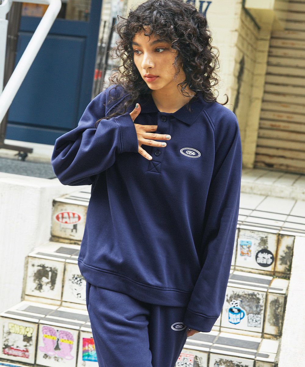 スウェット セットアップ 】ロゴ刺繍襟付きスウェット+イージス