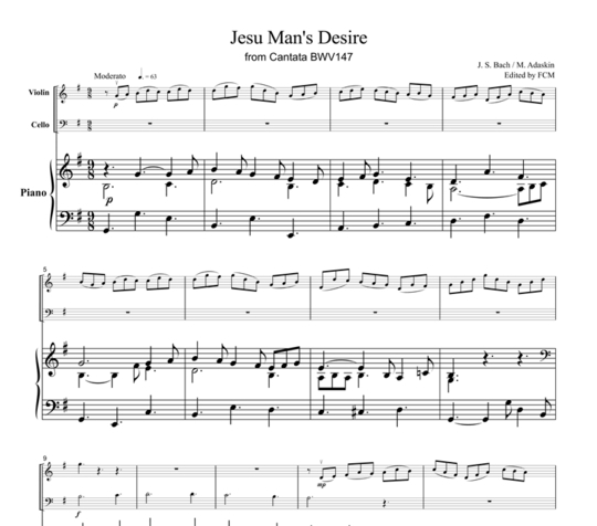 バッハ 主よ人の望みの喜びよ ピアノトリオ PB003 mucome