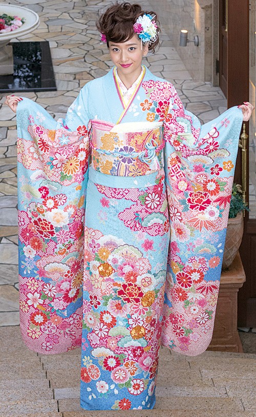 山善 呉服のいさじの振袖 /青色/古典/花柄/ 水色系古典柄振袖 | My振袖