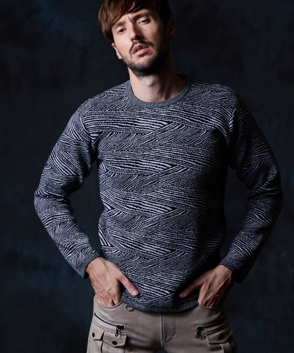 ROUGH & SWELL クールネックニット サイズL wool100% Donegal Wool