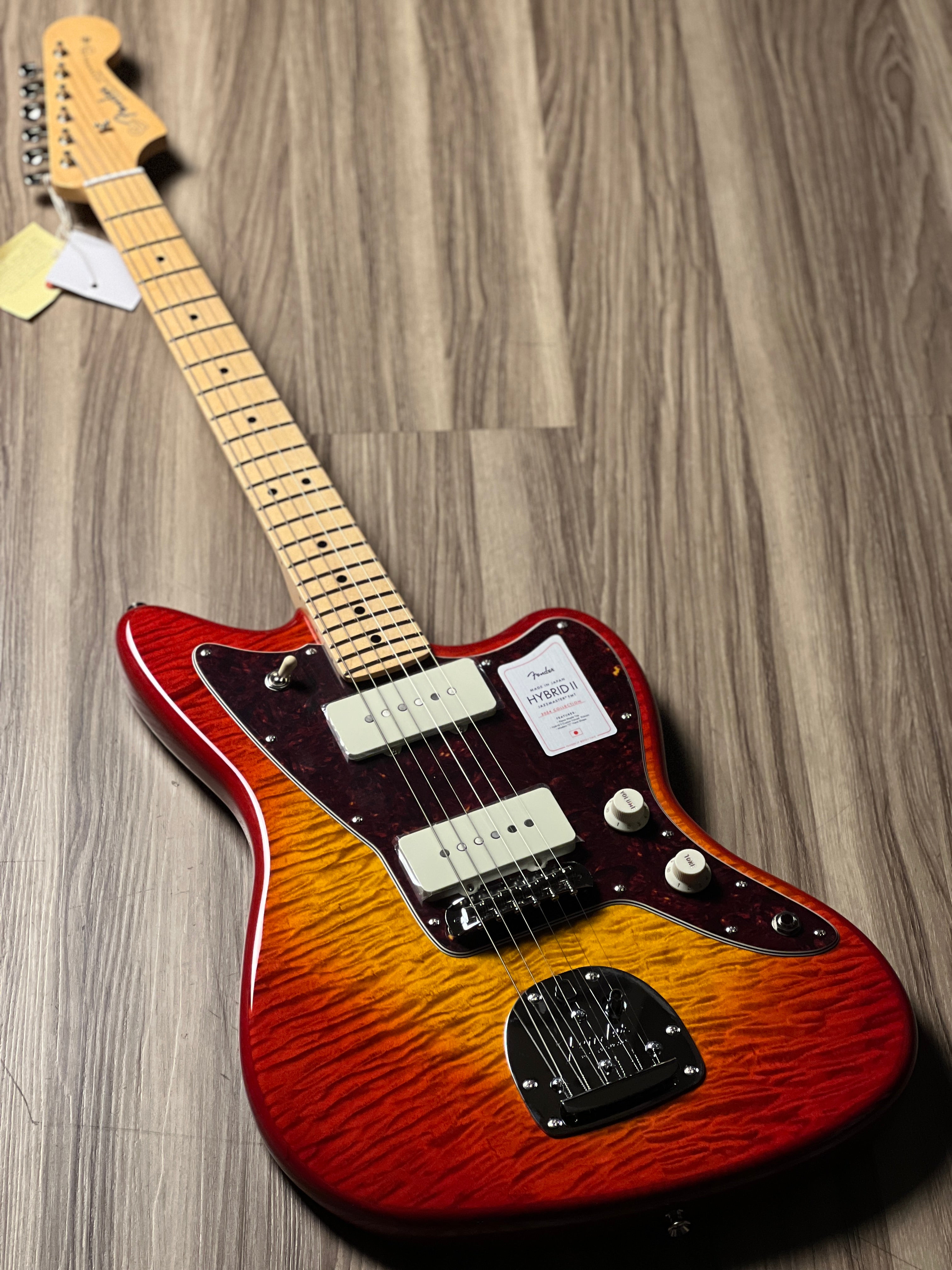 Fender Japan Hybrid II Jazzmaster with Maple FB in Flame Sunset