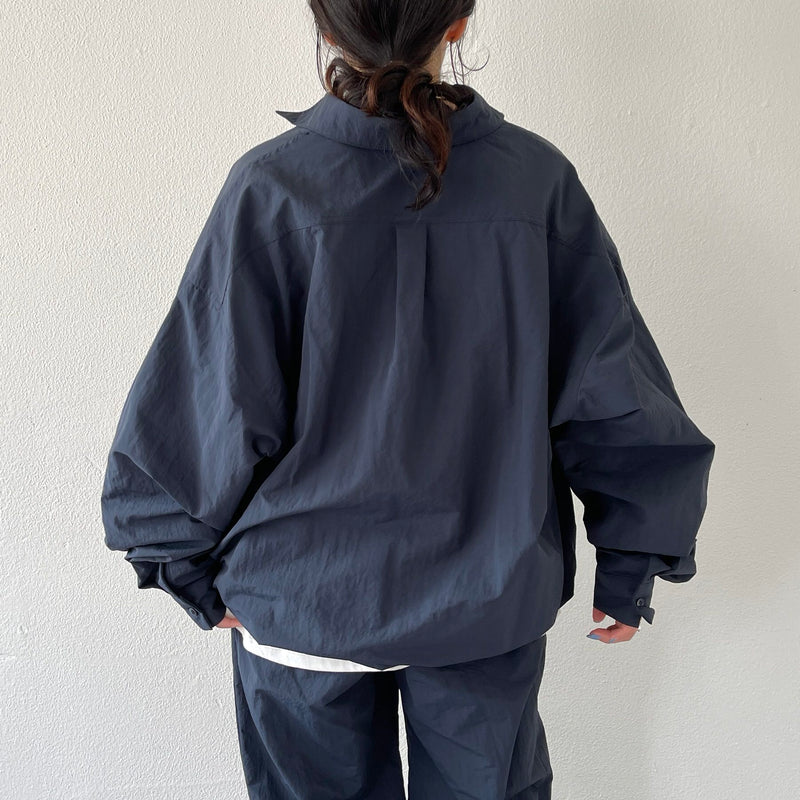 loose silhouette nylon shirt set up / navy（ルーズシルエット