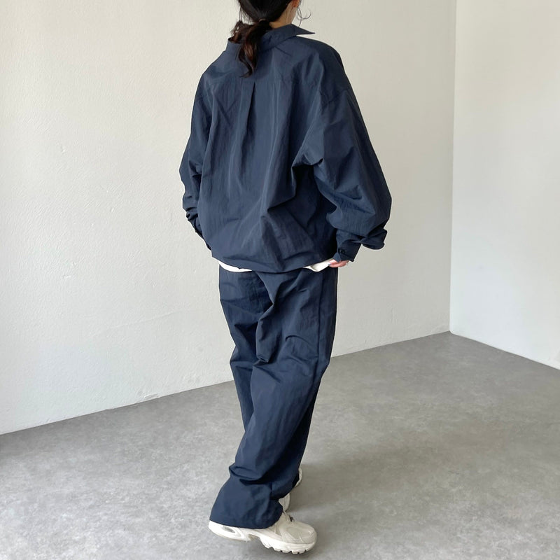 loose silhouette nylon shirt set up / navy（ルーズシルエット