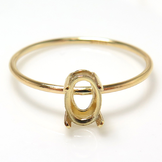 14kgfリング 指輪 空枠 リング パーツ オーバル 縦 6×4mm 4本爪