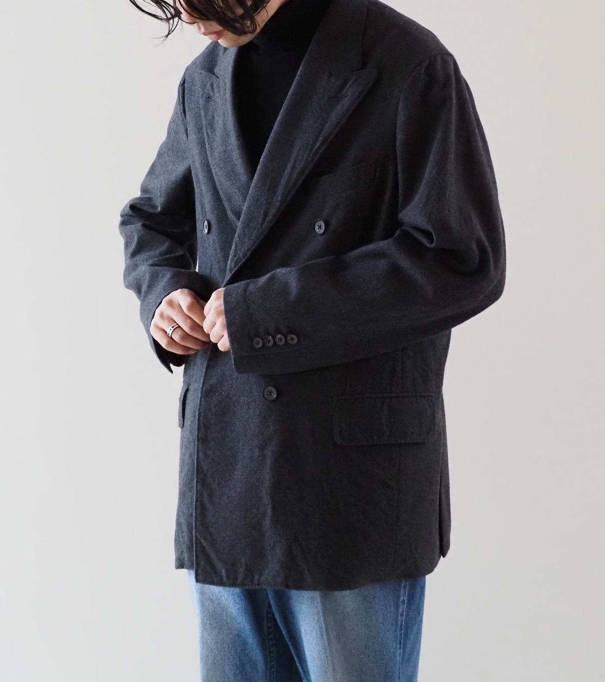 MAATEE＆SONS ダブル ウォッシュド ジャケット フランネル , Gray