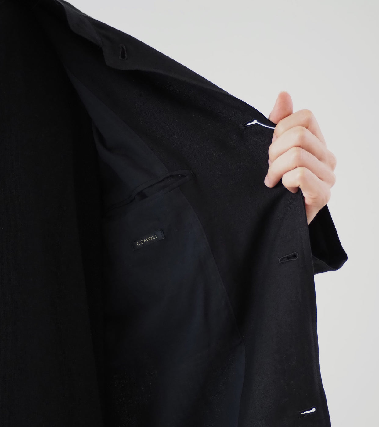 COMOLI カナパ スタンド カラー ジャケット, Black – Navyblue