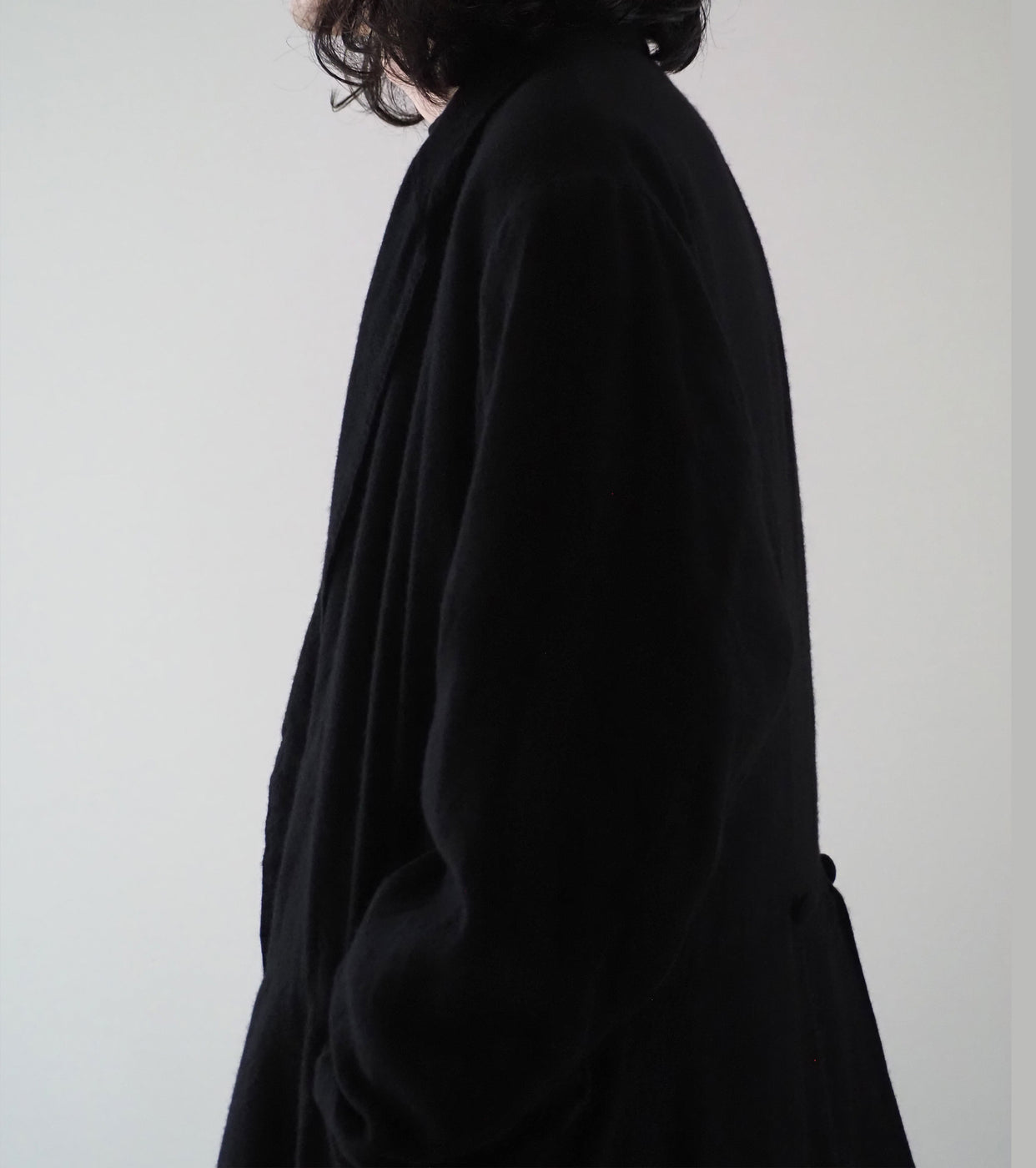 COMOLI カシミヤ シルク フロックコート , Black – Navyblue