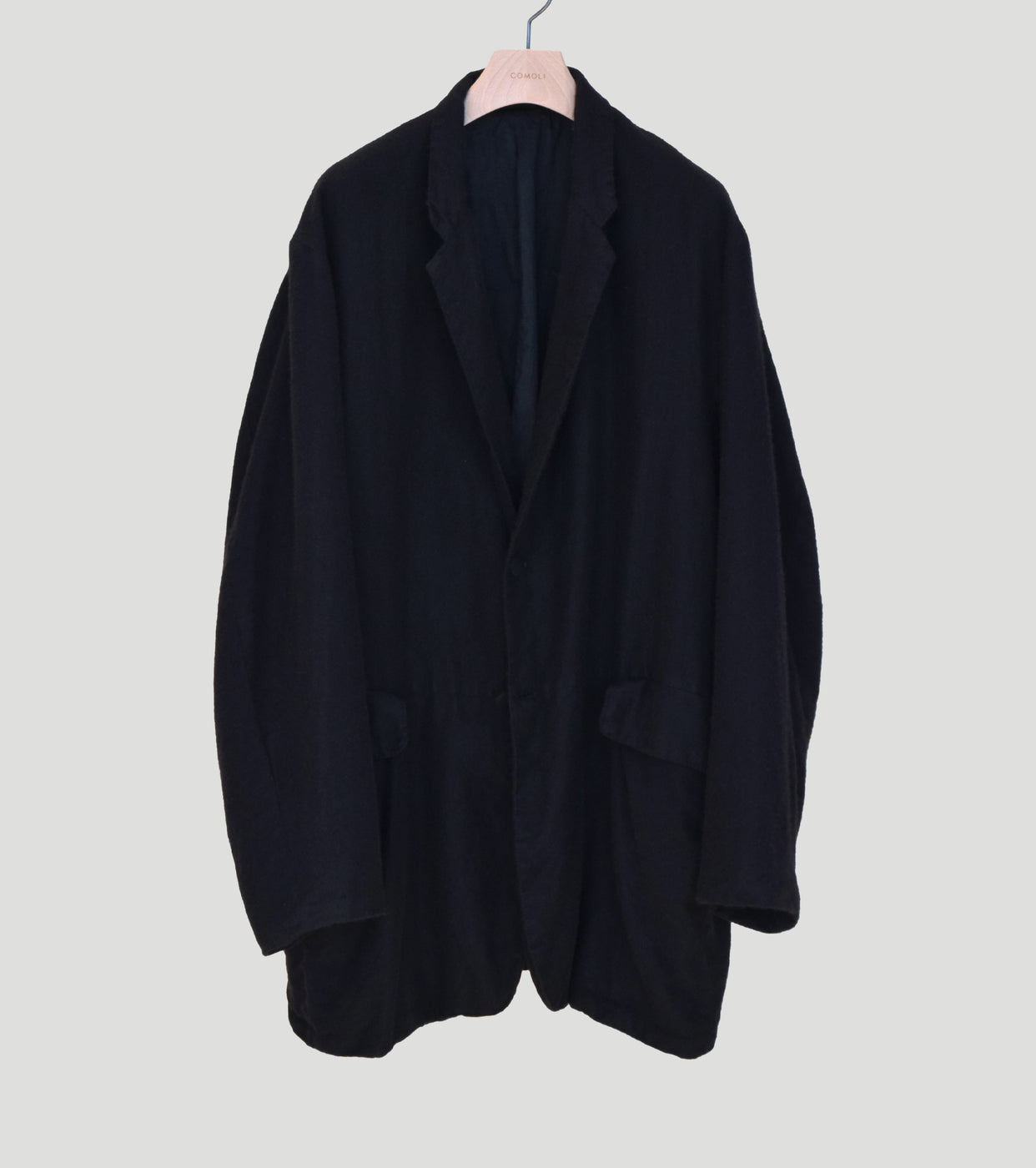 COMOLI カシミヤ シルク フロックコート , Black – Navyblue