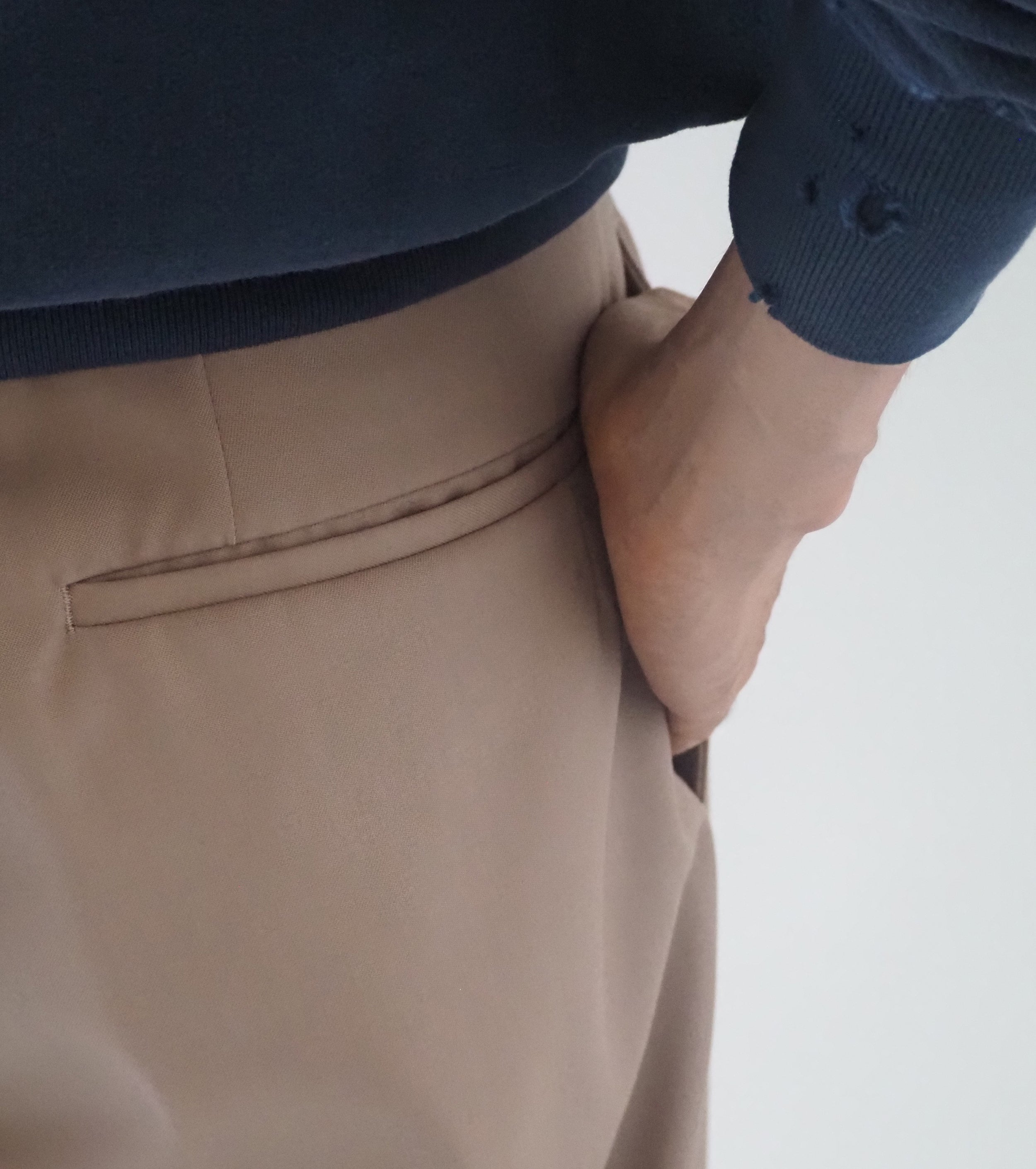 MAATEE＆SONS 永遠スラックス ウール ポリエステル ギャバ , L.Beige