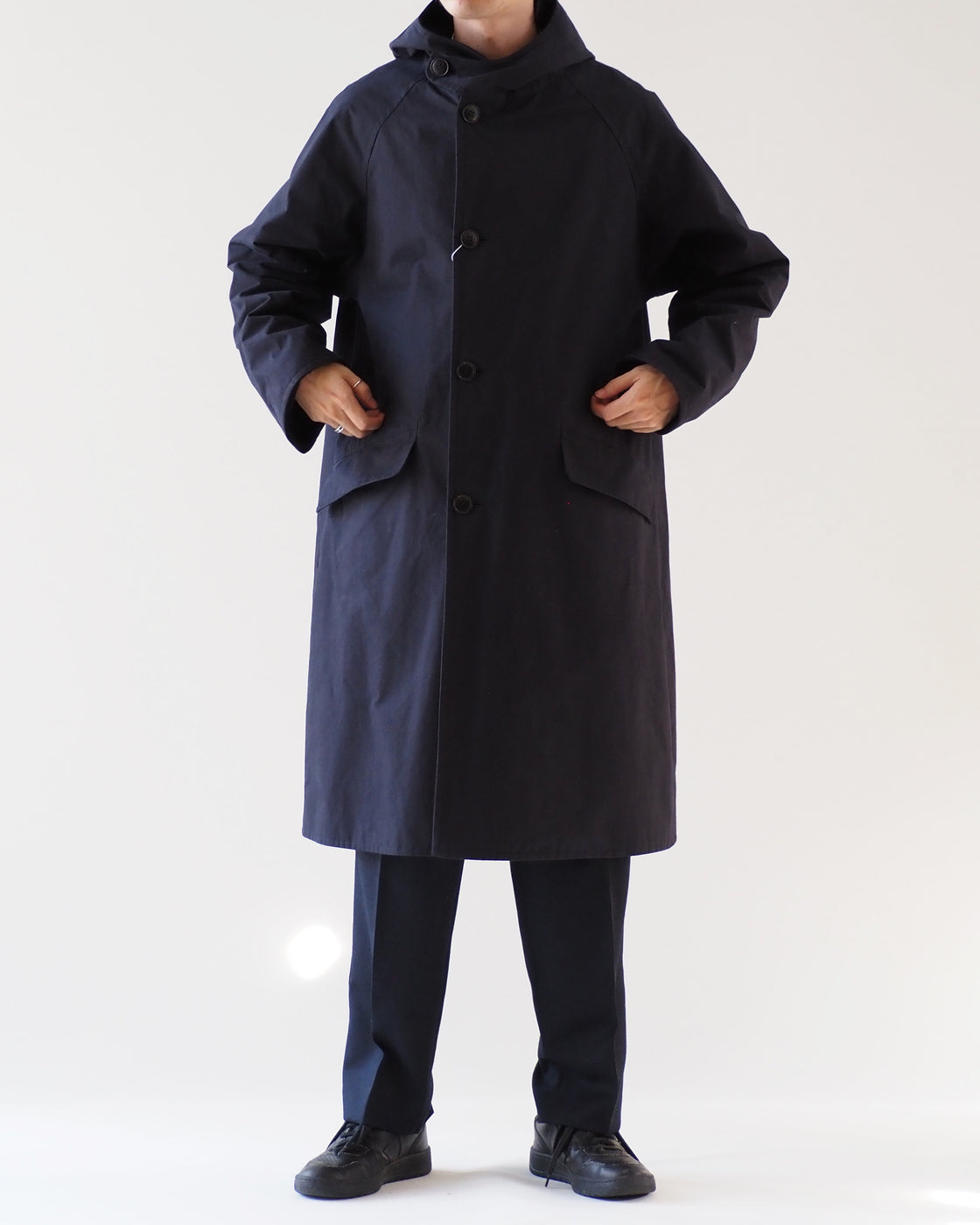 COMOLI Ventile Hooded Coat, Navy – Navyblue