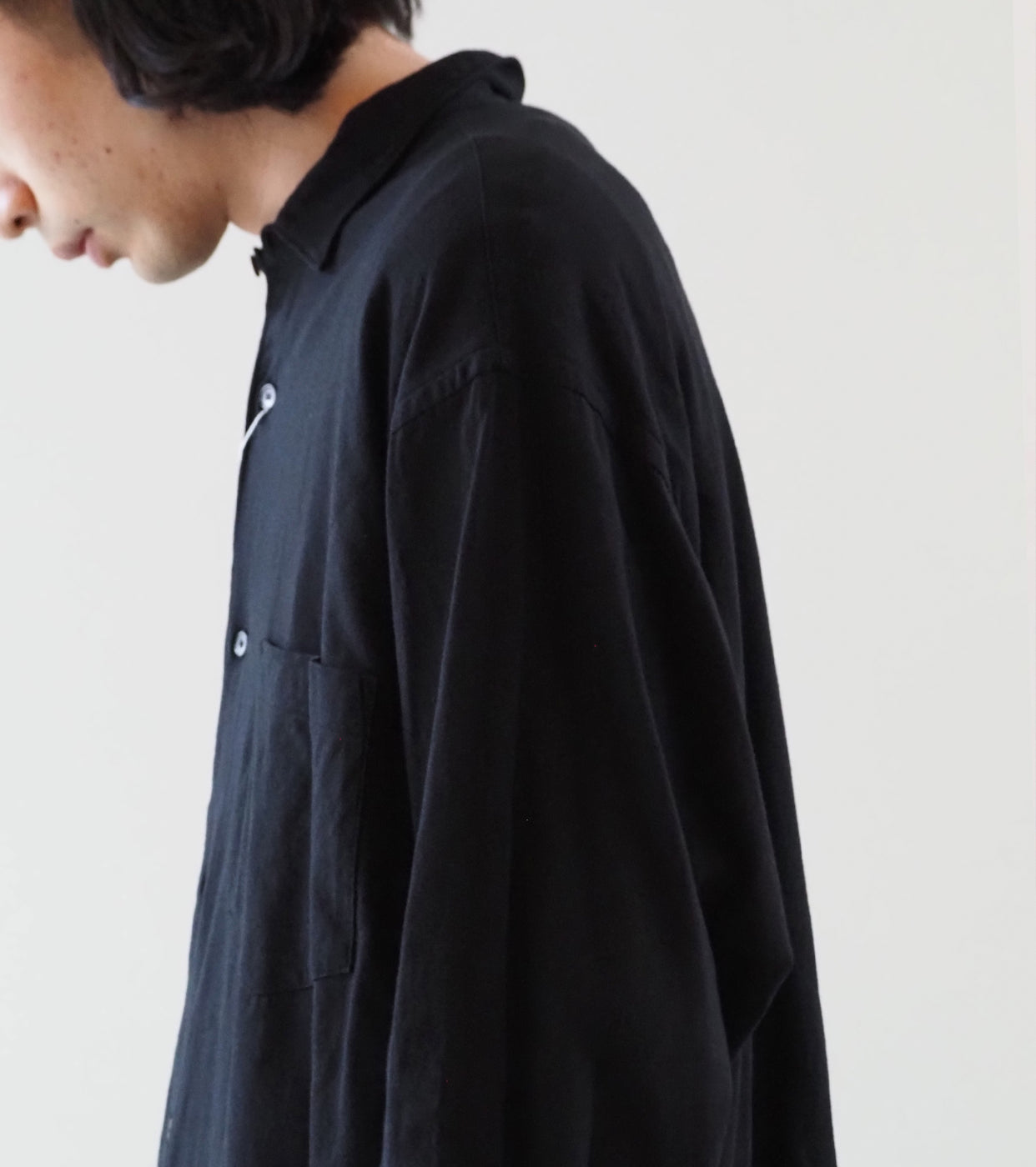 COMOLI ジャージ コモリ シャツ , Black – Navyblue