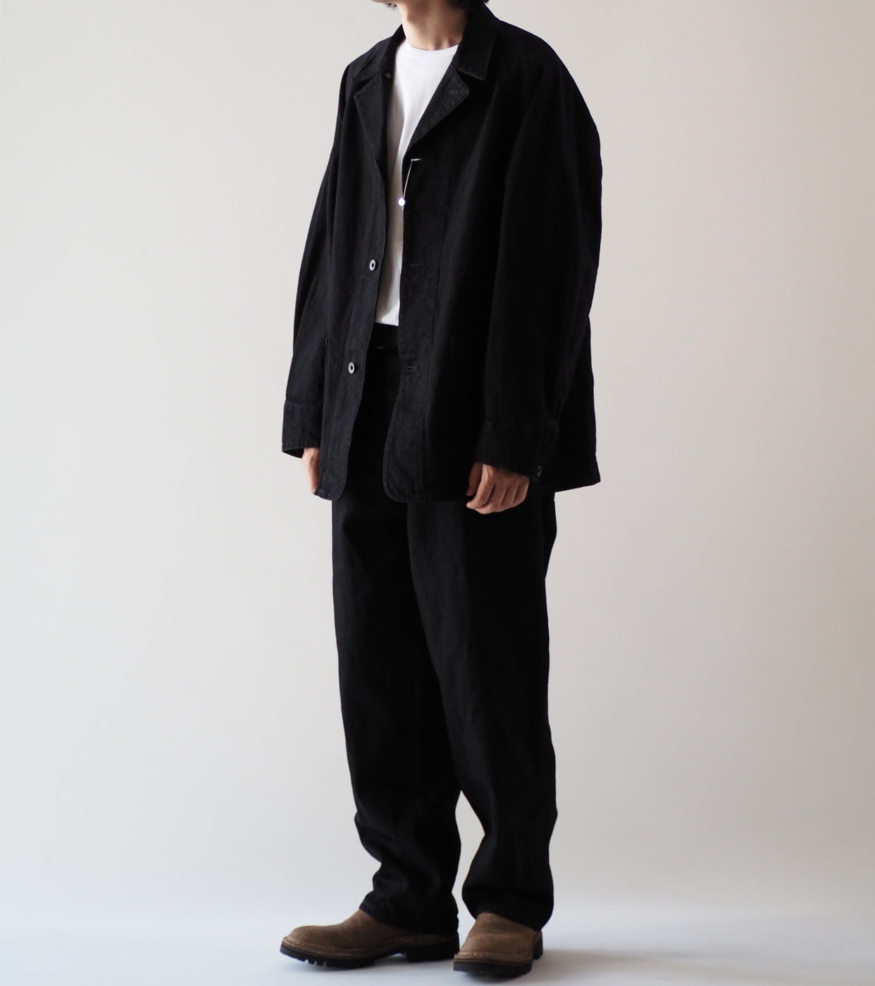 COMOLI ブラックデニム ワーク ジャケット, Black – Navyblue