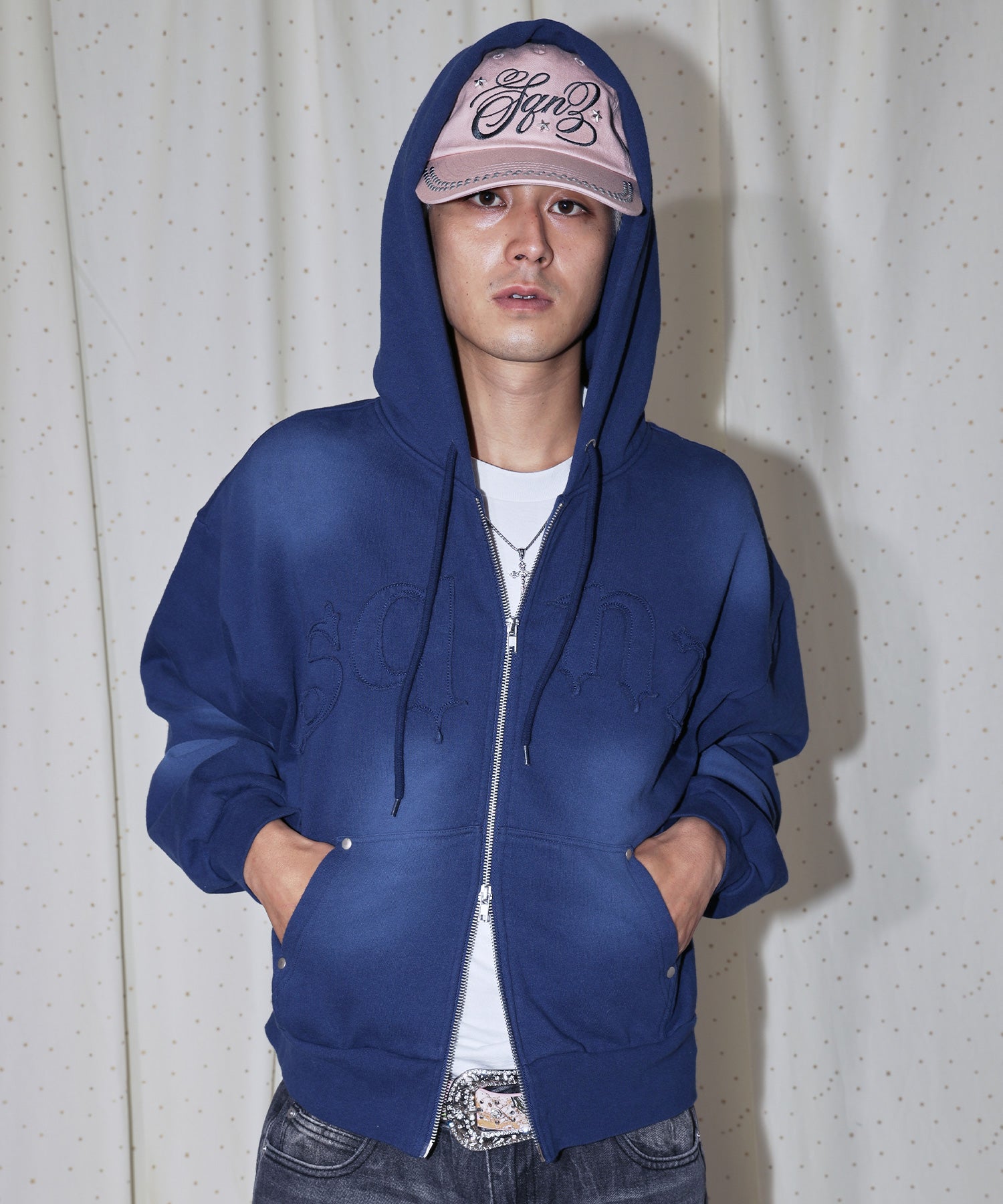 sqnz（エスキュンズ）sqnz washed wappen zip p/k / スタッズ