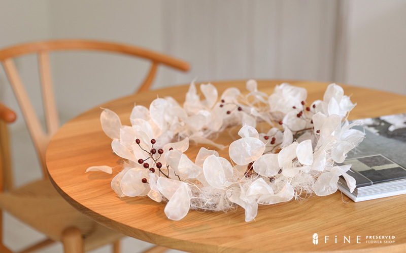 ルナリアリース - クリスマス リース ホワイトリース 白 ドライ