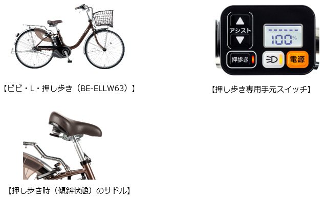国内初（※1）、押し歩き機能搭載電動アシスト自転車「ビビ・L・押し