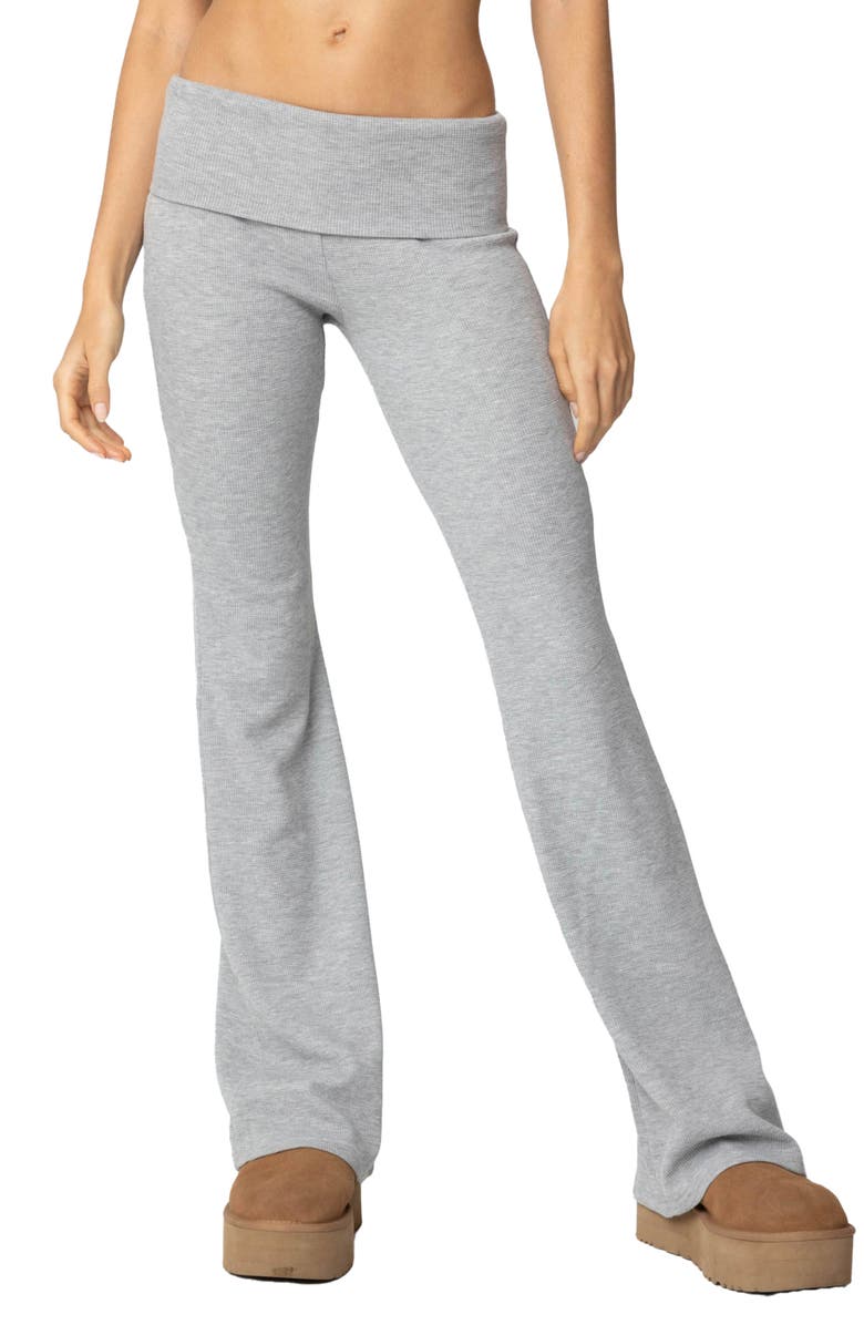 EDIKTED Sab Waffle Knit Foldover Pants | Nordstrom