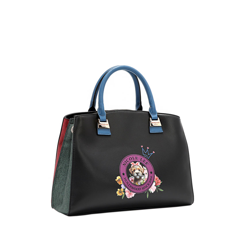 Family Yearbook Satchel Handbag with Embellishments, and Vegan