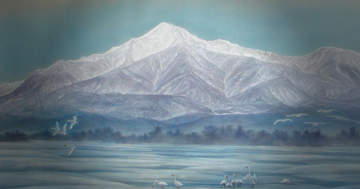 小林希光 (院展特待) の大巾雪景色の作品を大至急掛軸に表装!! - 野村美術