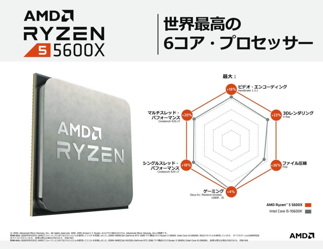 久しぶりにゲーミングPCを購入。｢Ryzen 5 5600X｣と｢Core i5 11400F｣で
