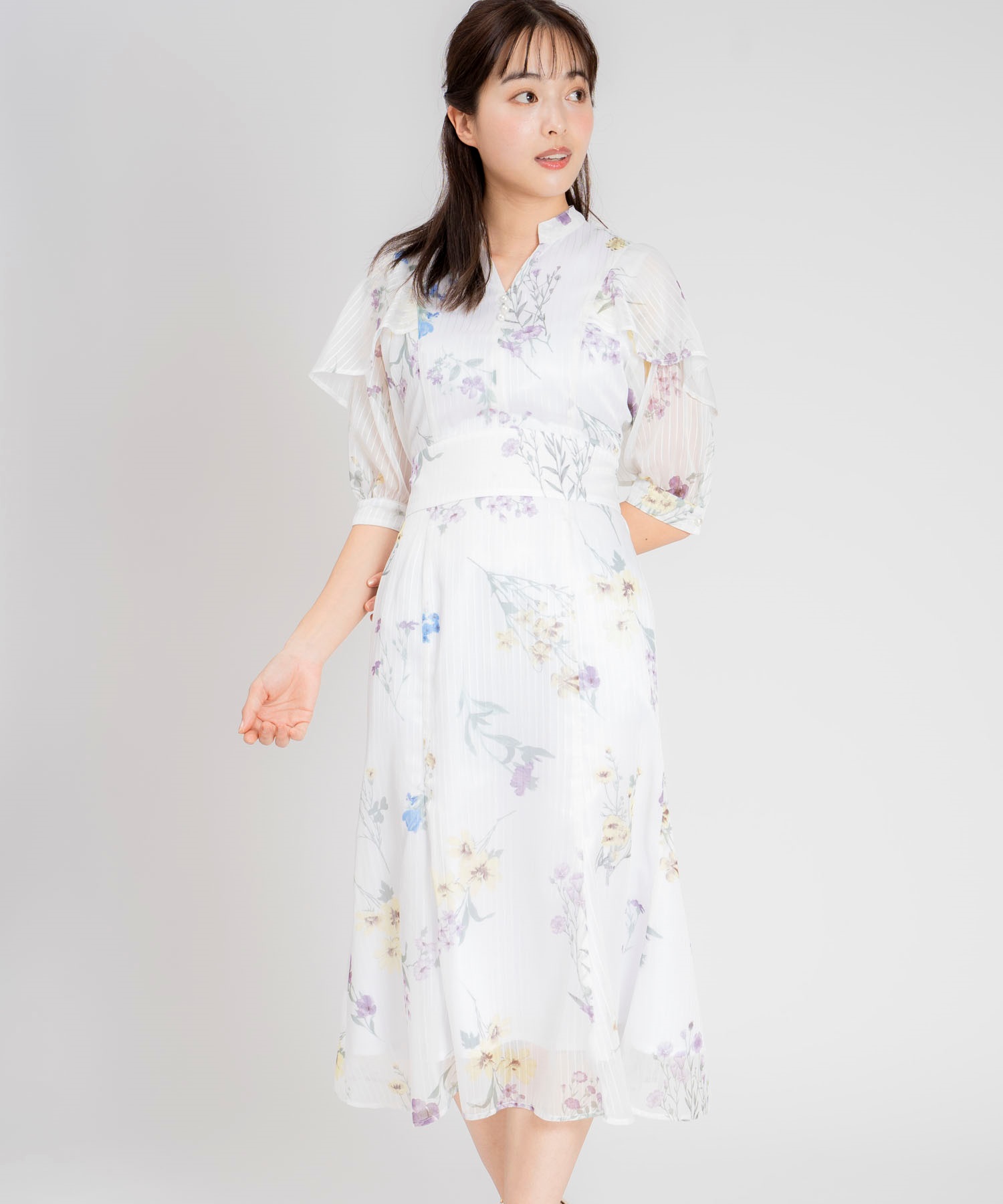 ストライプ花柄ワンピ | ロングワンピース | NOELA OFFICIAL WEB STORE