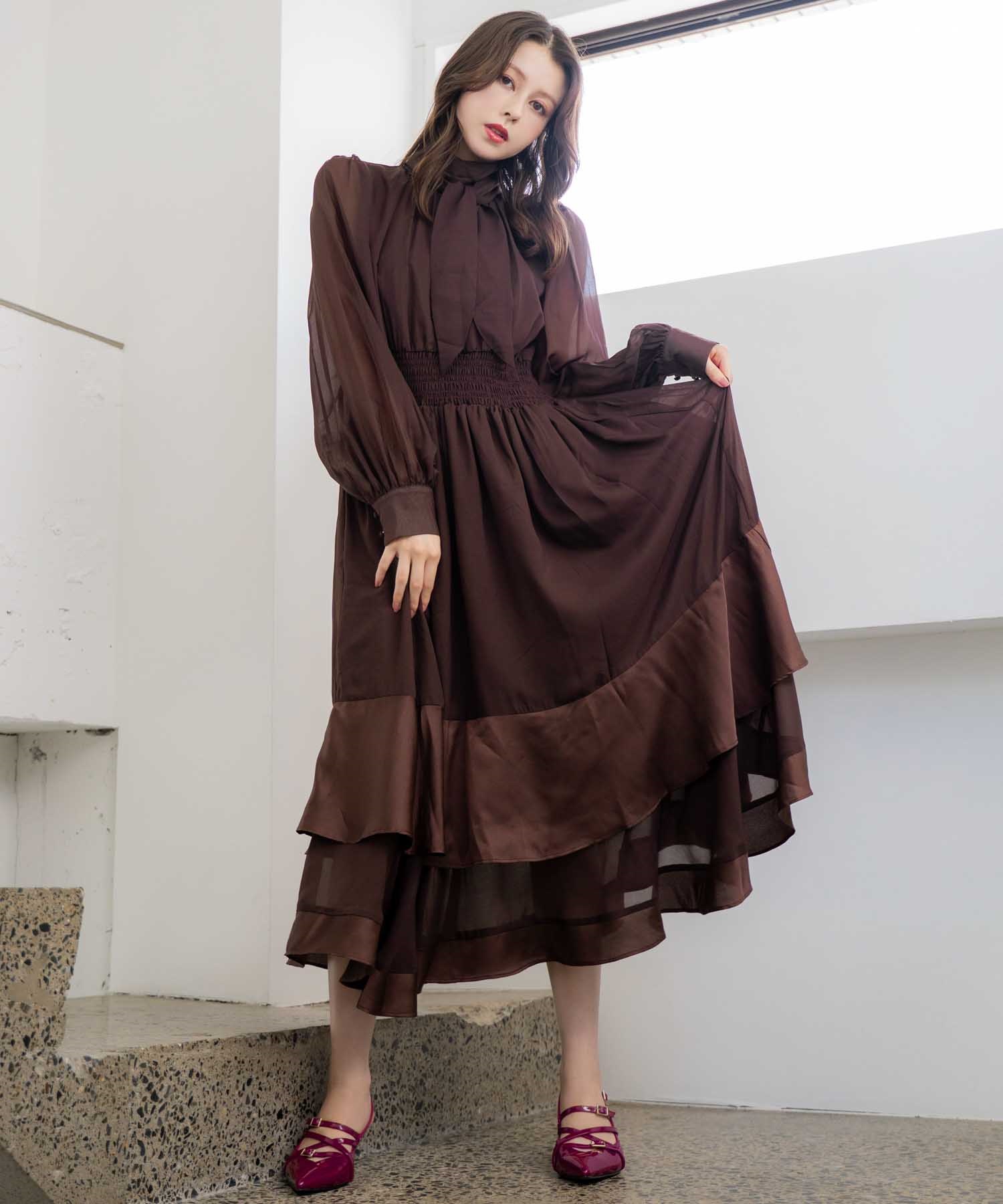 シアーサテンコンビワンピース | ロングワンピース | NOELA OFFICIAL