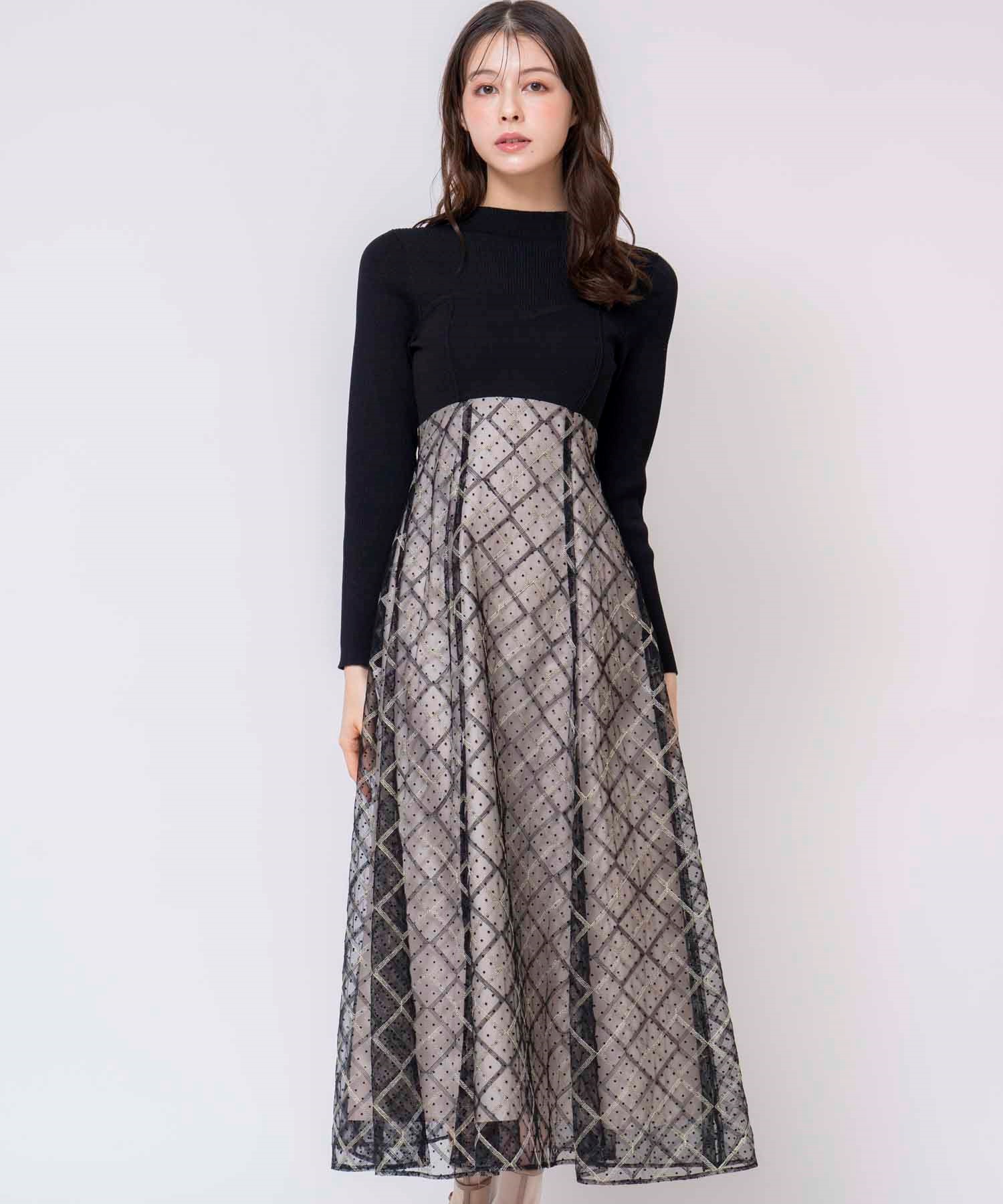 ラメチェックドッキングニットワンピース | ニットワンピース | NOELA