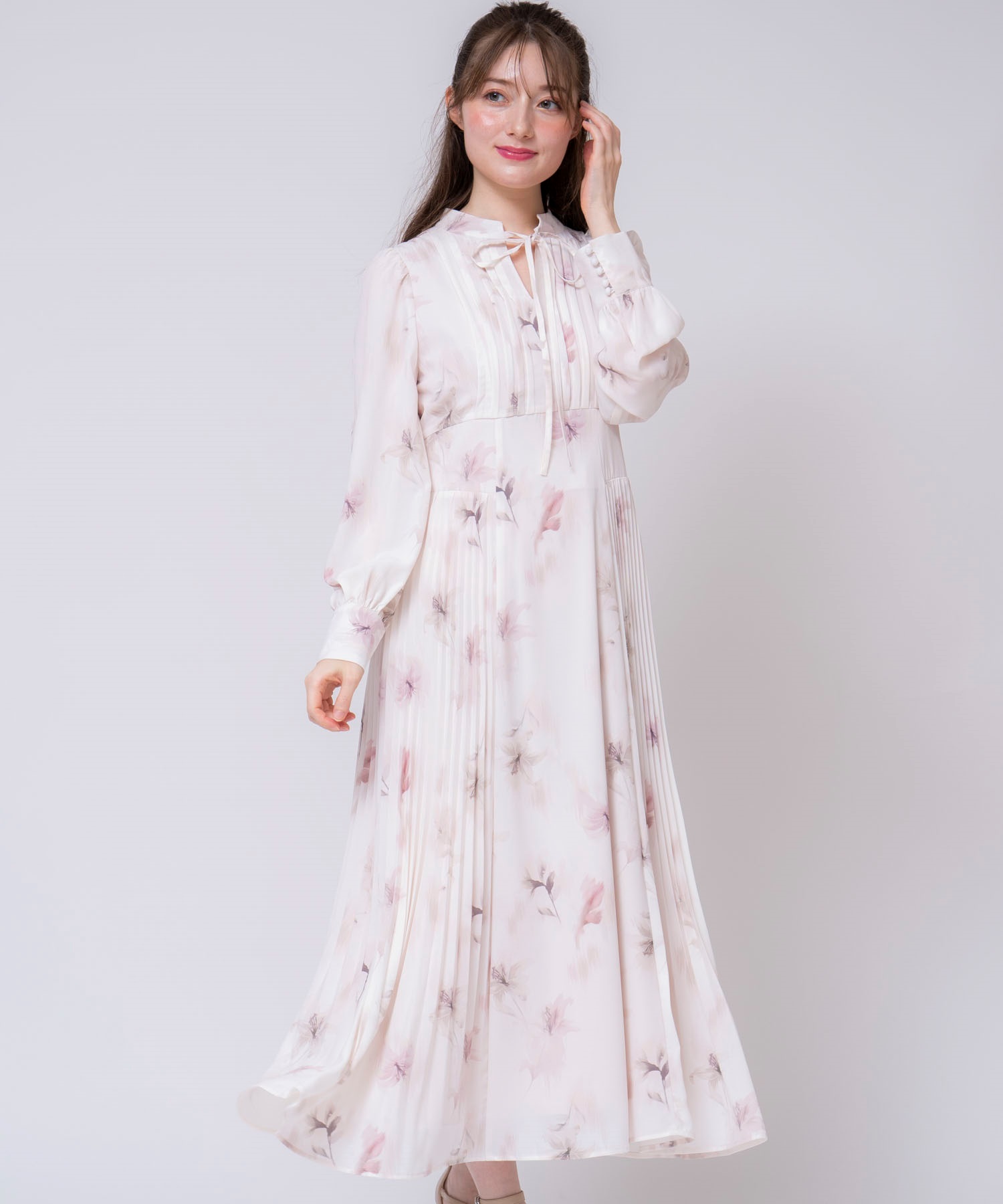 15周年】【SSサイズあり】プリーツリリーワンピ | ロングワンピース