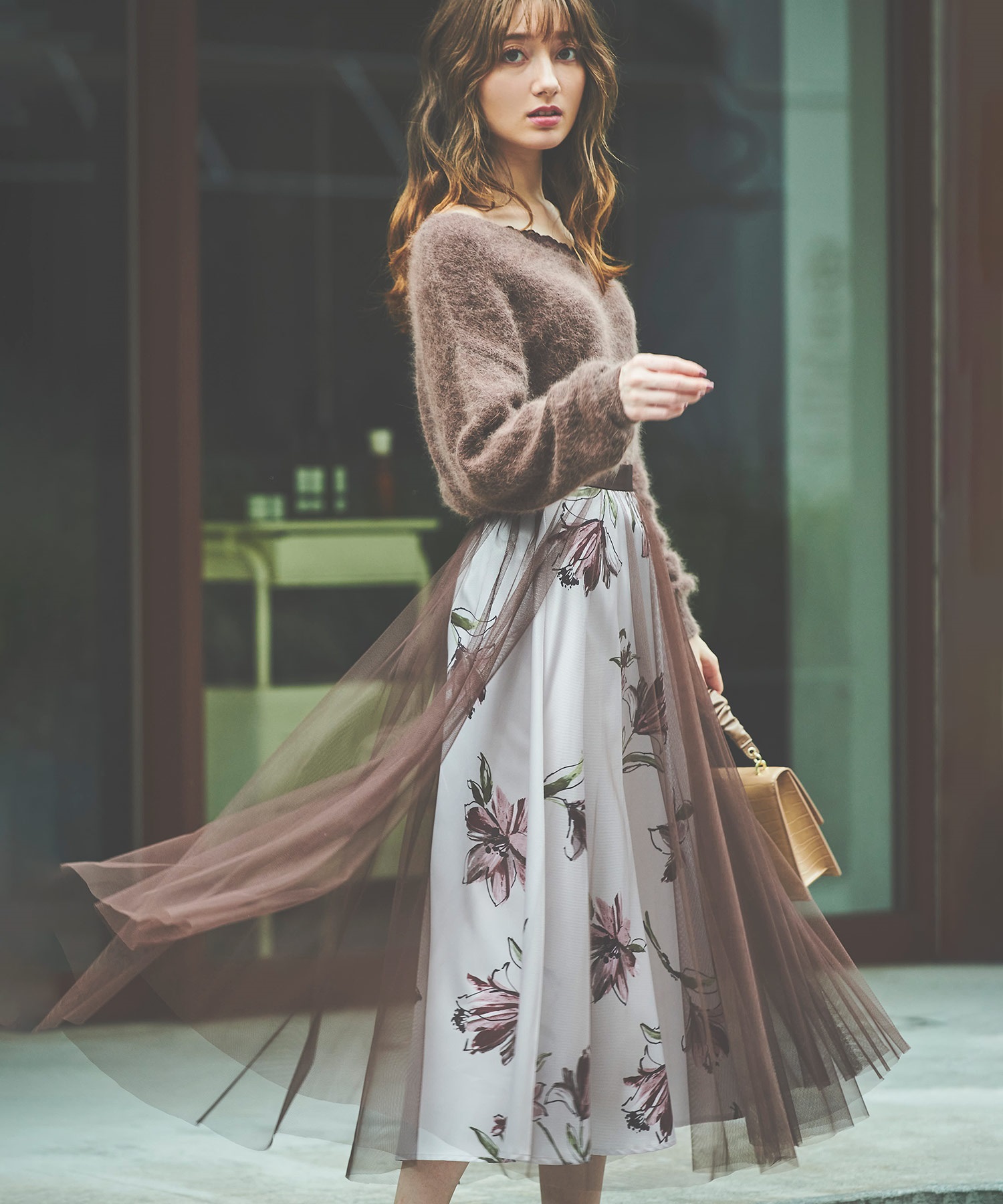 チュールレイヤー花柄スカート | フレアスカート | NOELA OFFICIAL WEB