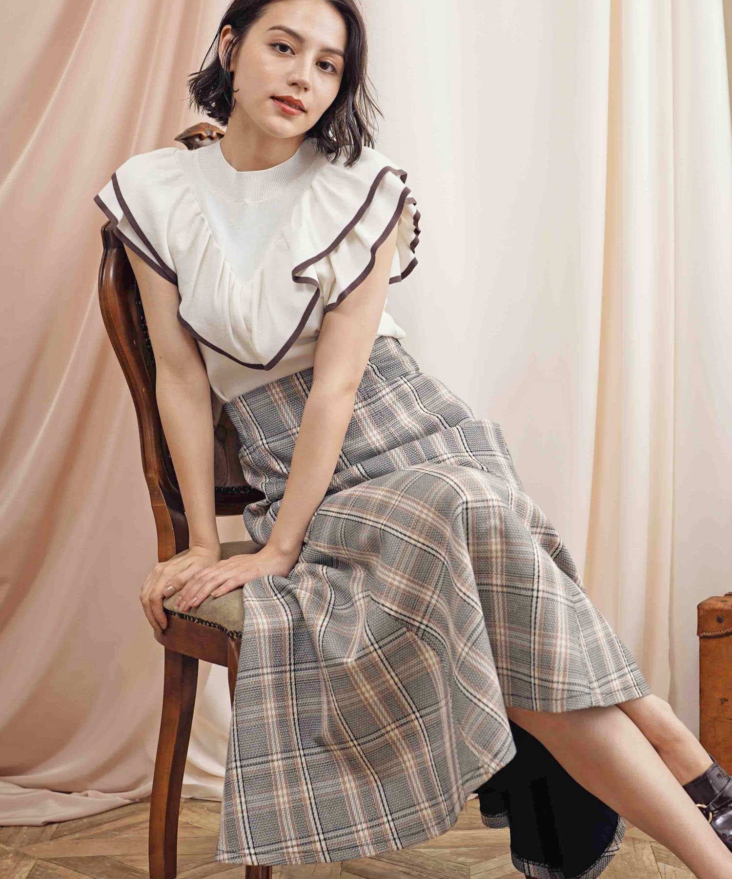 フレアヘムハイウエストチェックスカート | フレアスカート | NOELA