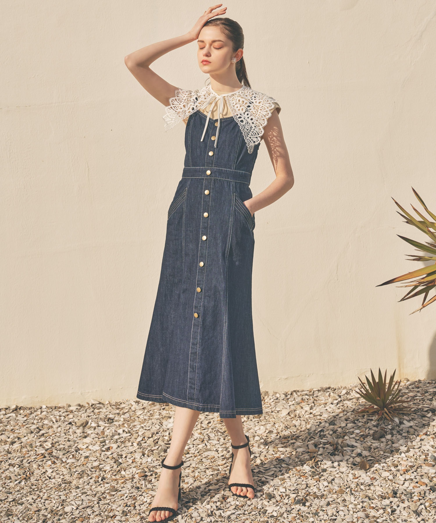 レースアップデニムキャミワンピ | キャミワンピース | NOELA OFFICIAL