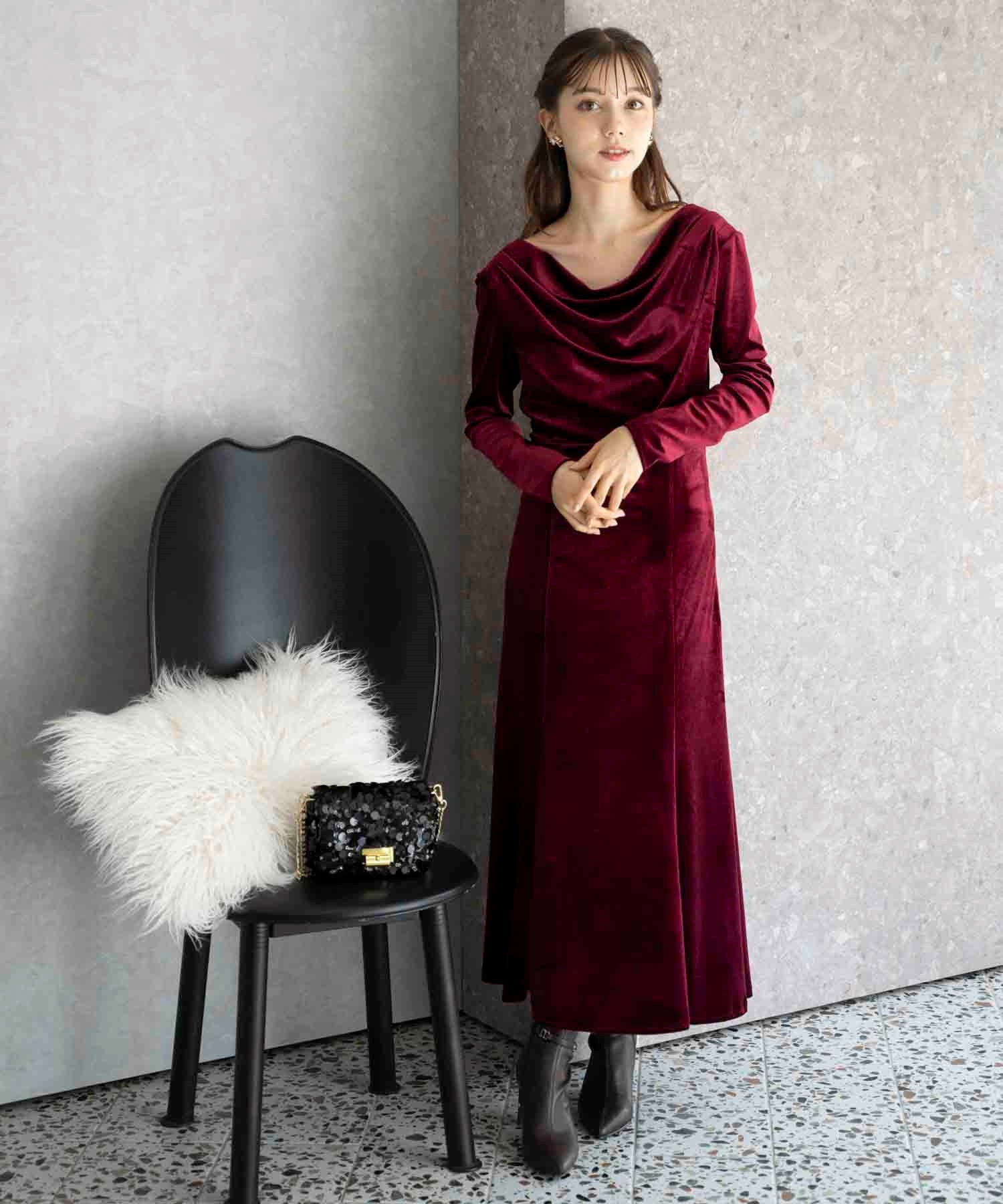 RED VALENTINO ベロア素材ワンピース 半袖 RED VALENTINO ベロア素材