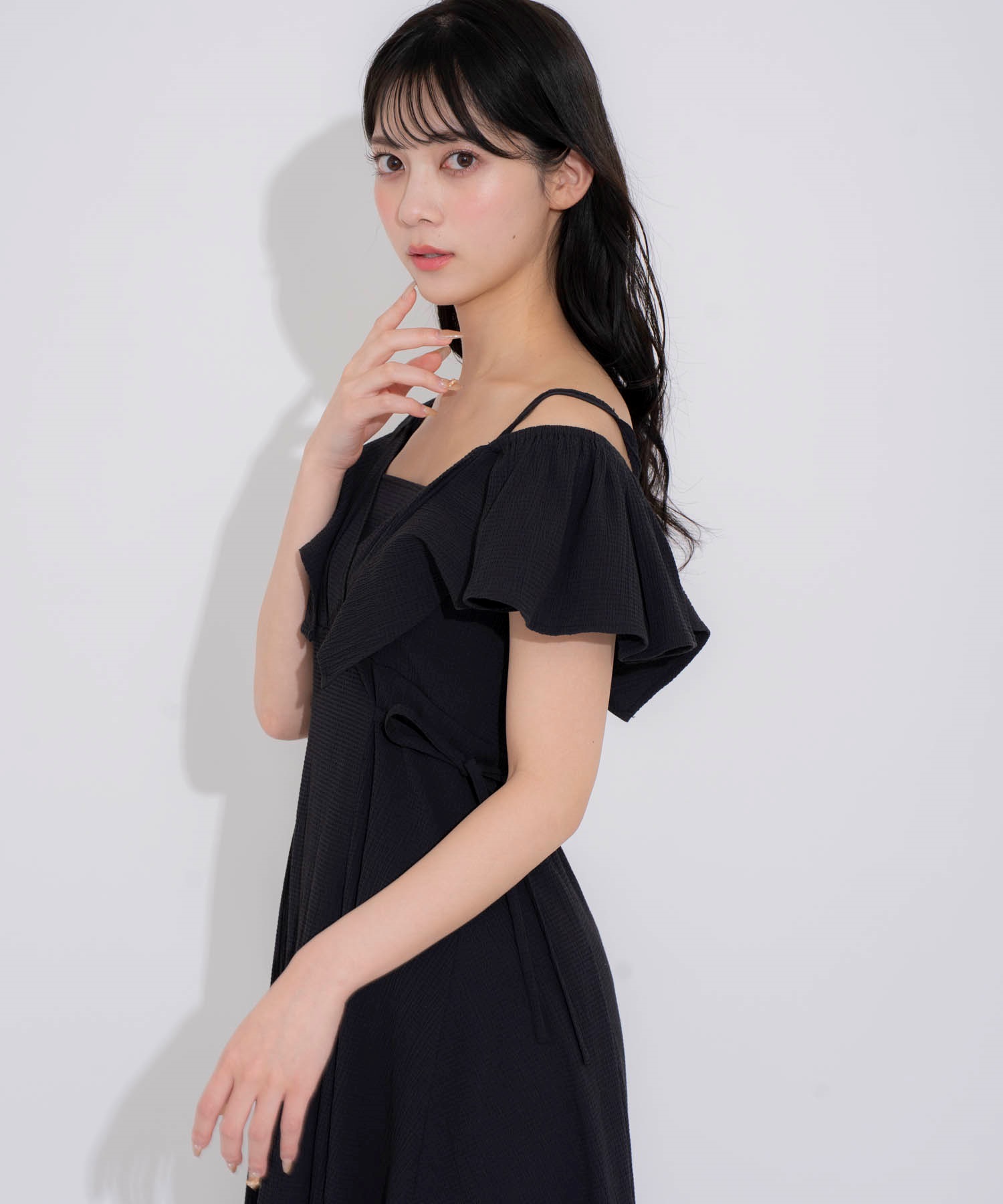 こ*ろ様 Na+H ボーダーフリルワンピース Na+H ボーダーフリル