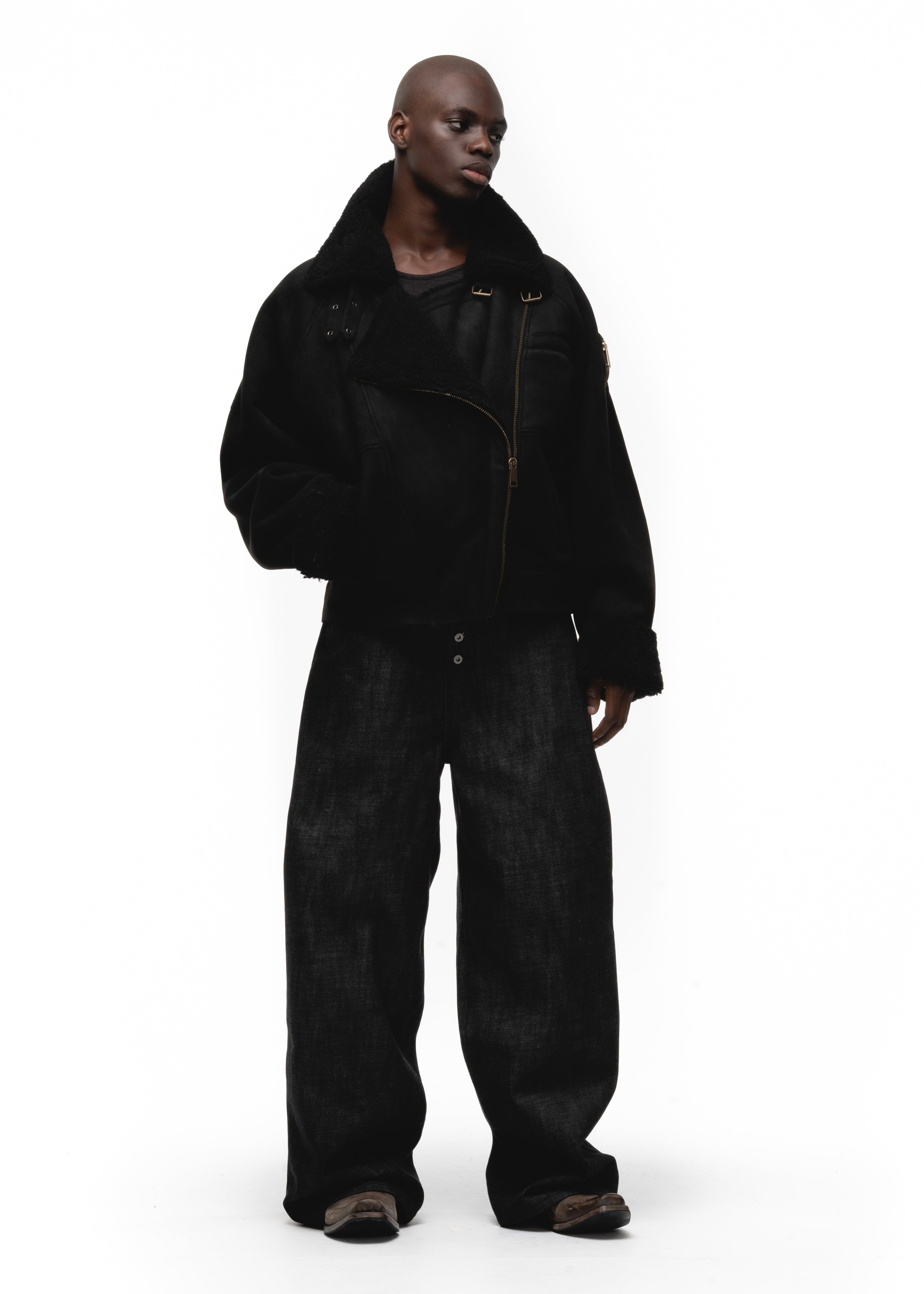HEAVY FLIGHT SHEARLING JACKET BLACK – NO/FAITH STUDIOS