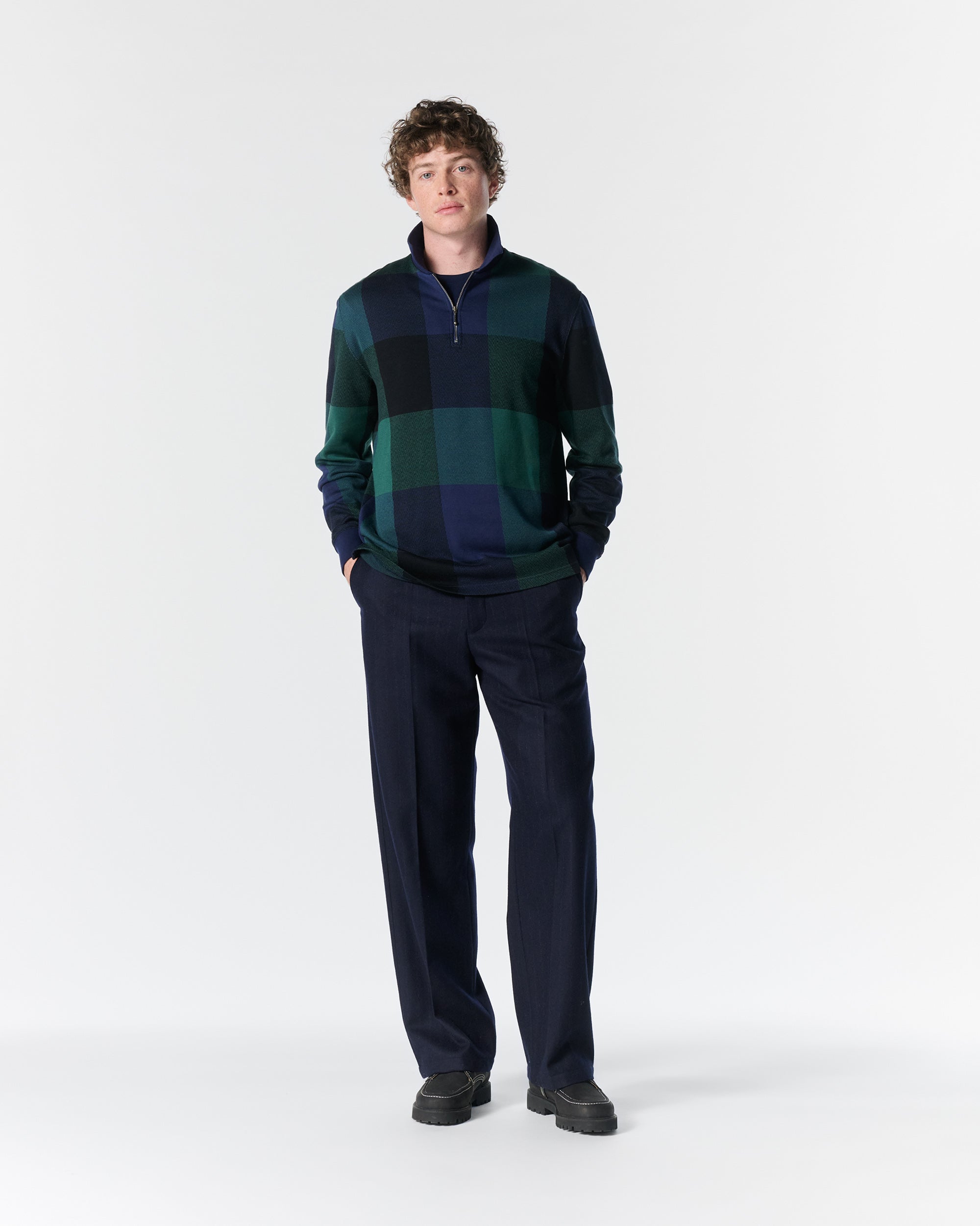 Buffalo Plaid Zip Polo - Noah