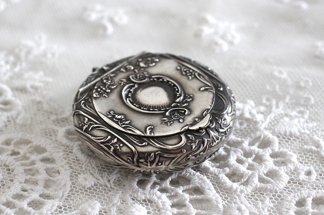 アンティーク ミラー付きピルケース パウダーケース アンティーク