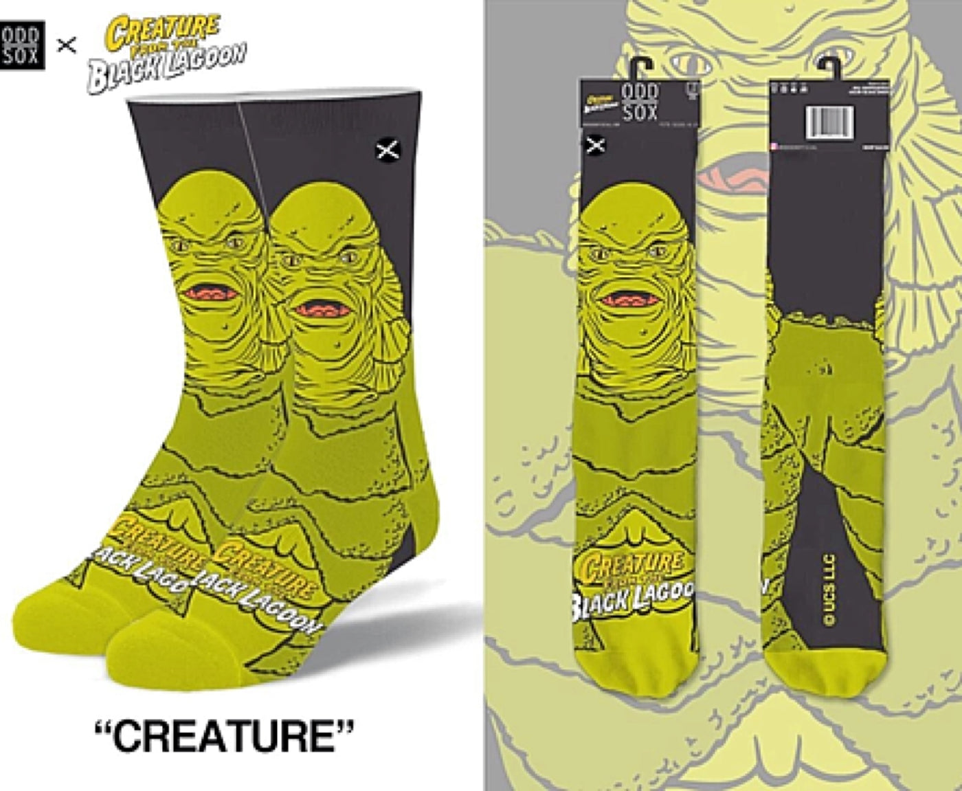 CREATURE FROM THE BLACK LAGOON MEN'S 360 HALLOWEEN SOCKS ODD SOX