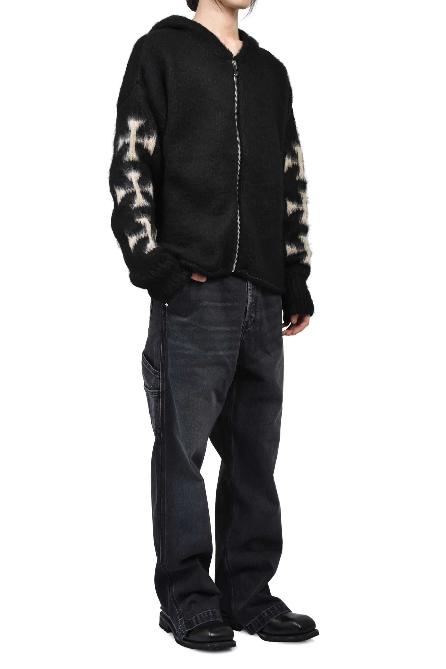 ASKYURSELF アスクユアセルフ FW25 RAGLAN BRUSHED CROSS ZIP KNIT