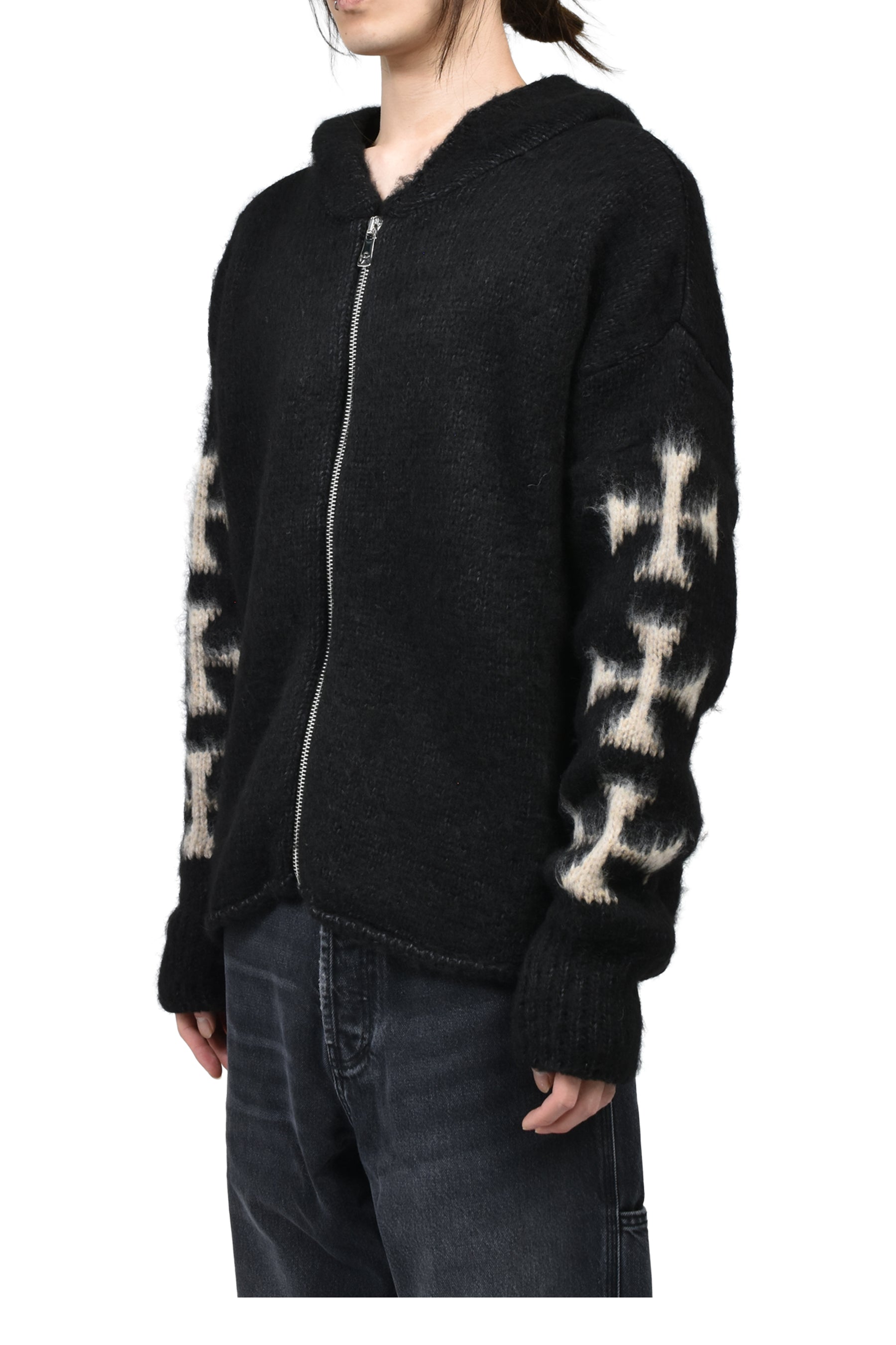 ASKYURSELF アスクユアセルフ FW25 RAGLAN BRUSHED CROSS ZIP KNIT