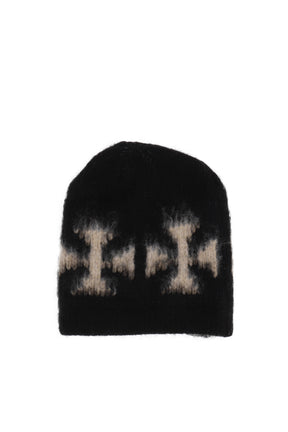 ASKYURSELF アスクユアセルフ FW25 BRUSHED CROSS BEANIE / BLK/ECRU
