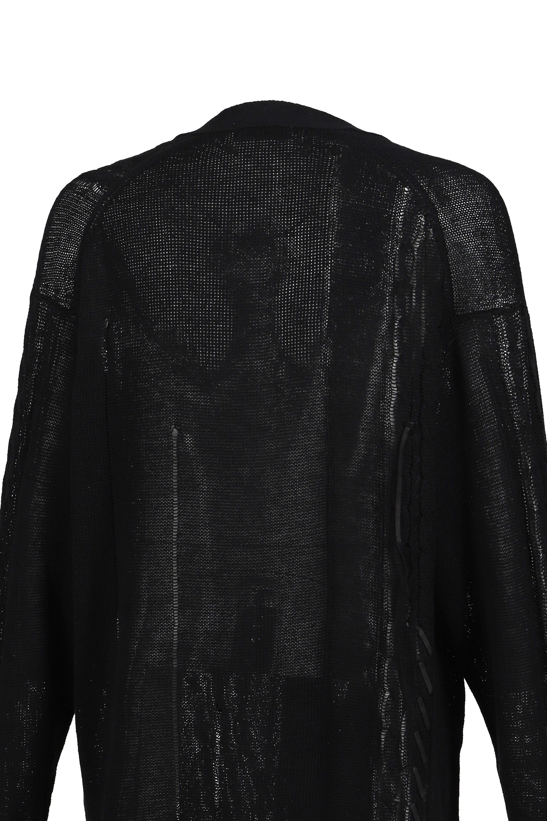 Yohji Yamamoto ヨウジヤマモト SS26 LEATHER CORD CARDIGAN / BLK