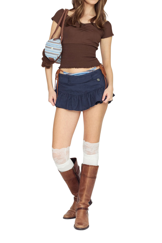 GLOWNY グロウニー SS25 RODEO MICRO MINI SKIRT / NVY - NUBIAN